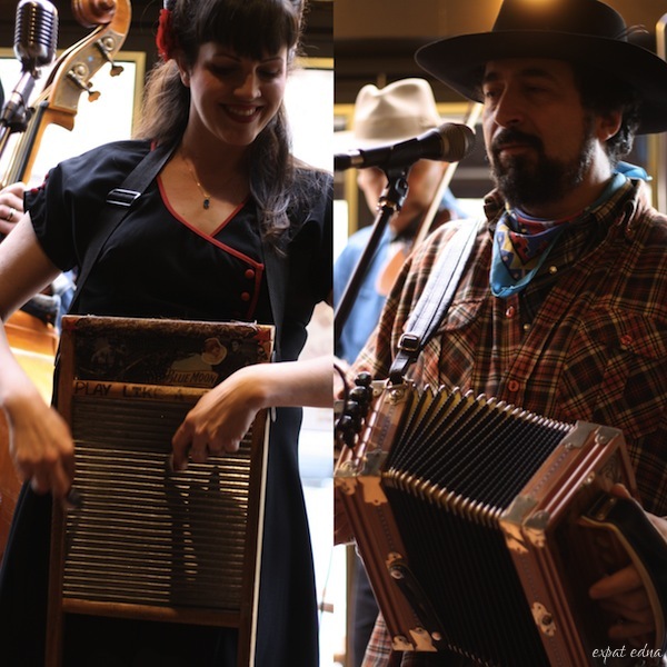Sarah Savoy spoons and accordion - Expat Edna